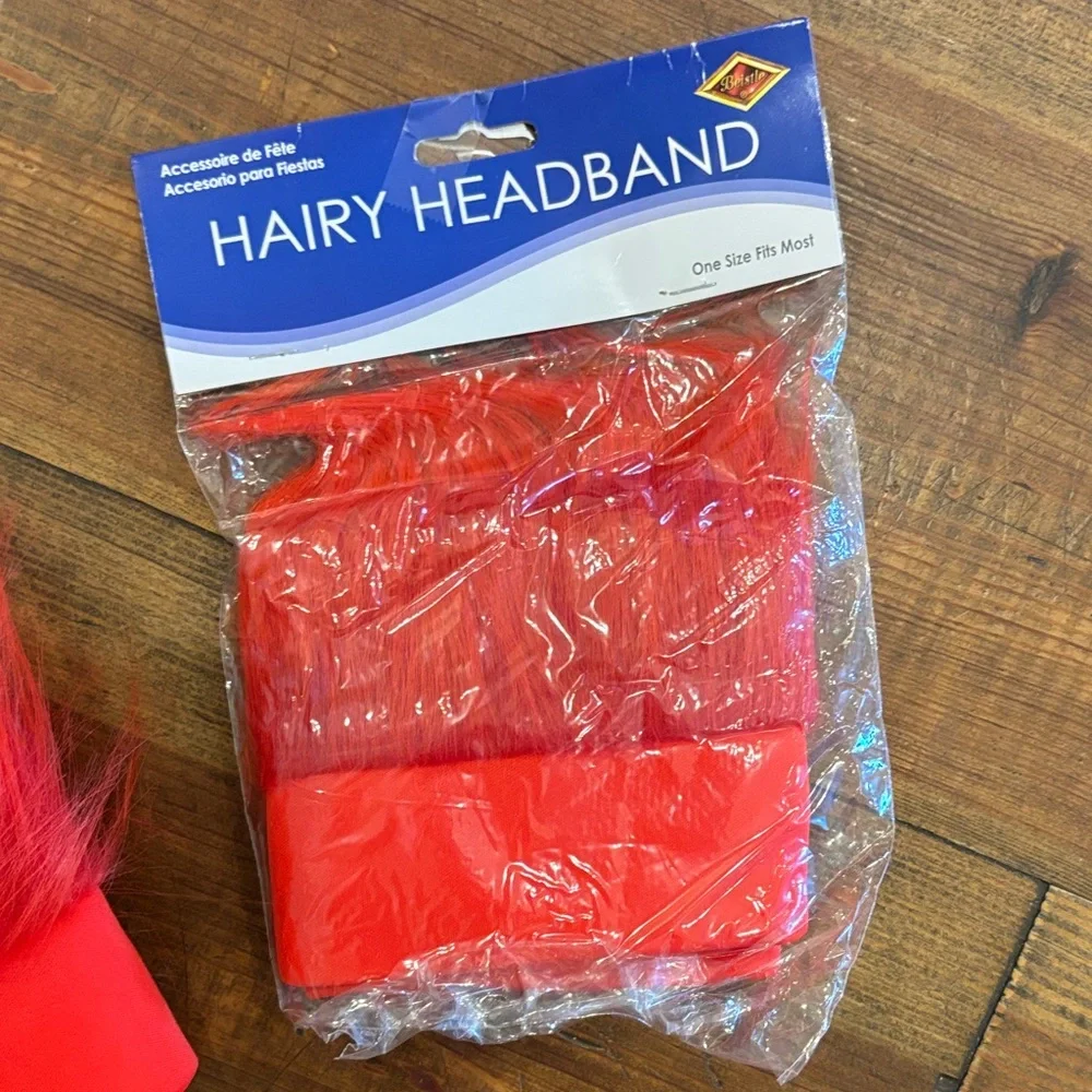 Vibrant Red Hairy Headband for Parties